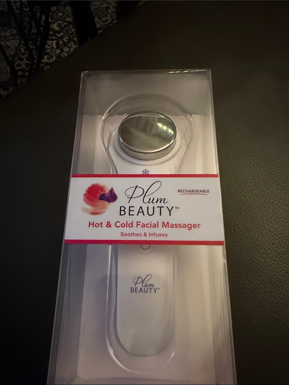 Plum Beauty Hot & Cold Facial Massager - White with Silver Head